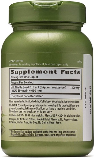 [BRSWKGAZO5YRMHQ3] GNC Herbal Plus Milk Thistle 1300mg, Twin Pack, 60 Caplets Each, Supports Healthy Liver