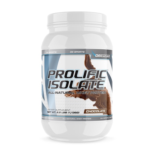 [BRSWKZICCF4RAH3A] G6 Sports Nutrition Prolific Isolate All Natural Whey Protein Isolate (Gluten Free, Lactose Free, Stevia Sweetened, 25g Protein, 100 Calories) – 2.5lb Jar – Chocolate