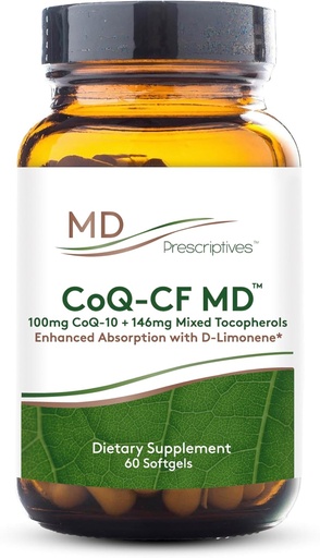 [BRSRAFQKCUPBU3T6] MD Prescriptives CoQ-CF MD - Coenzyme Q10 Dietary Supplement with Vitamin E - CoQ10 100mg Optimal Absorption Formula - 1 Capsule Daily - 60 Softgels