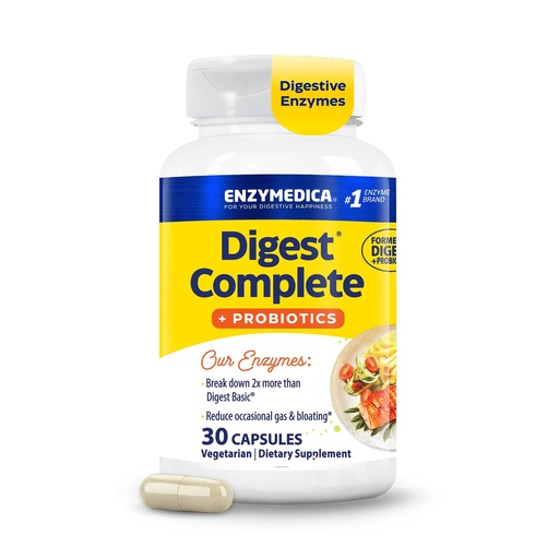 [BRSWIGYPBIMRWDLK] Enzymedica Digest Complete + Probiotics - Digestive Enzyme Supplement for Women & Men, Enzyme and Probiotic Capsules for Digestion, Gut Health Support, Helps Gas & Bloating, Vegetarian - 30 Caps