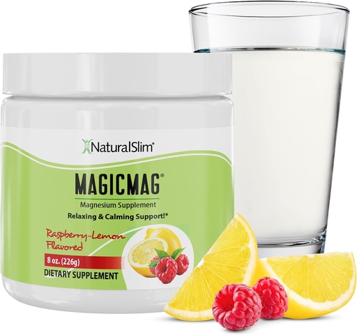 [BRSROGTYPMMQKHTL] NaturalSlim Magicmag Pure Magnesium Citrate Powder Stress, Constipation, Muscle, Heart Health, and Sleep Support | Raspberry Lemon Magnesium Supplement - 8oz Drink Mix (Solo)