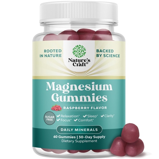 [BRSROHABOIFAICLO] Sugar-Free Extra Strength Calm Magnesium Gummies for Adults - Relaxing Magnesium Citrate Gummies with Elemental Mag - Sleep Aid Soft Chews Raspberry Flavored - Body & Mind Relaxation - 60 Count