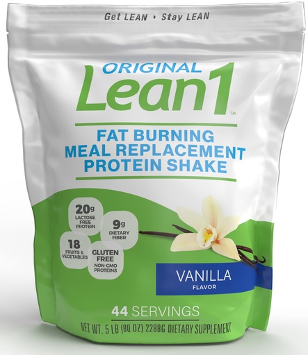 [BRSWGAICDIOQ4GTB] Lean1 Vanilla, Meal Replacement Protein Shake, 44 Servings in a 5lb Bag