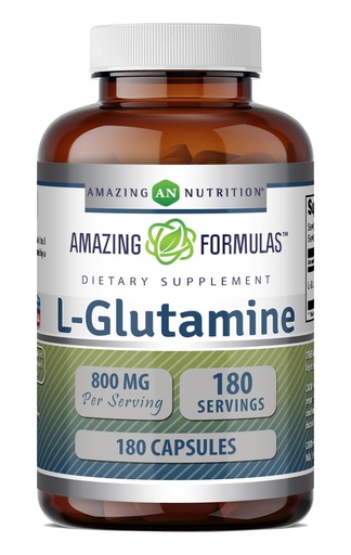 [BRSROYIBCMMQGCA2] Amazing Formulas L-Glutamine Amino Acid Supplement | 800 Mg Per Serving | 180 Capsules | Non-GMO | Gluten Free | Made in USA