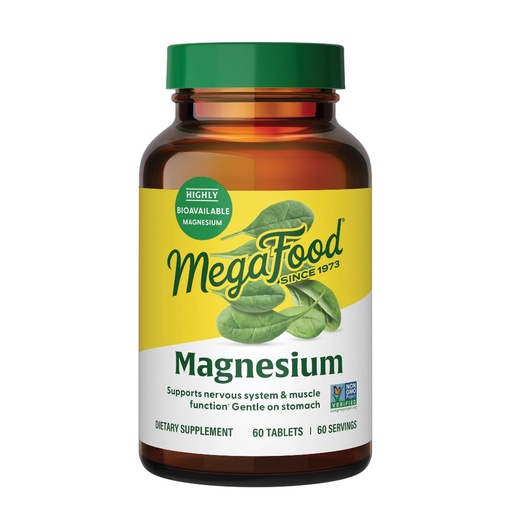 [BRSWIYT3PMDBSAL4] MegaFood Magnesium Supplement with Fermented Magnesium Glycinate - Chelated - Supports Heart & Nervous System - Vegan Gluten-Free Non-GMO Kosher - Made Without 9 Food Allergens - 60 Tablets