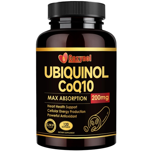 [BRSROCYFBUIGGCDP] Ubiquinol CoQ10-200mg-Softgels with Vitamin E & Omega 3, High Absorption Coenzyme Q10 Support Heart Health & Energy-Production Powerful-Antioxidant, 120 Counts