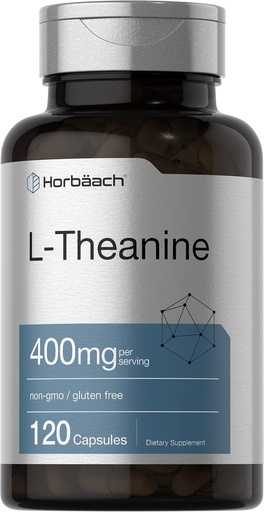 [BRSWGCDQBB4BQFA7] Horbäach L-Theanine Supplement TEN 400mg ANTE 120 Powder Capsules Silencio Non-GMO &amp; Gluten Free