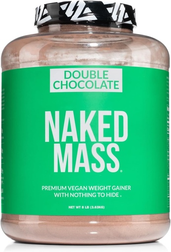 [BRSROHQEOYFGCET6] NAKED Vegan Mass - Double Chocolate Weight Gainer - 1,260 Calories, 50G Protein, Nothing Artificial, All Natural Chocolate Protein Powder, Non-GMO, Soy & Gluten Free - 8LB Bulk - 11 Servings