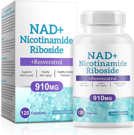 [BRSRAHD4CEMQ2G33] NAD Supplement for Men and Women - Liposomal Nicotinamide Riboside, Quercetin, NAD+ Supplement with Resveratrol 910mg - Supports Muscle, Brain, Energy, 120 Capsules