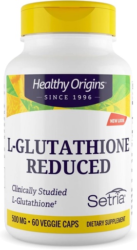 [BRSWIYYMCB7Q2YAV] Healthy Origins L-Glutathione 500 mg (Setria, Non-GMO, Gluten Free, Antioxidant, Immune Support, Skin Support), 60 Veggie Caps