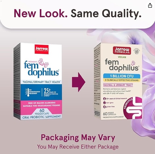 [BRSWGHARCJ5GKEL2] Jarrow Formulas Fem-Dophilus - 1 миллиард организмов на порцию - 60 капсул Вегги - Женский пробиотик - Здоровье мочевыводящих путей - до 60 порций