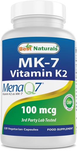 [BRSWIHDZDINQM23O] Best Naturals MK-7 Vitamin K2 100 mcg 120 Vcaps