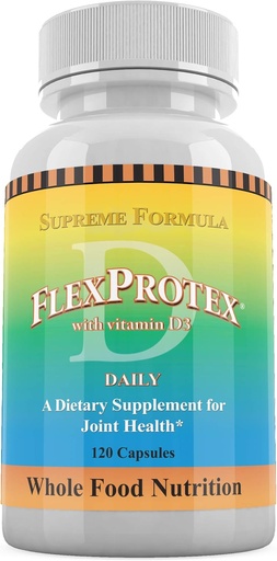 [BRSWIYQBBAHRCAL4] Daily Health, Flexprotex D 884mg Joint Muscle Support 120 Capsules Natural Herbal Turmeric Chondroitin Glucosamine Yucca Boswellia Hyaluronic Acid Ashwagandha D3 Magnesium (1 Month Supply)