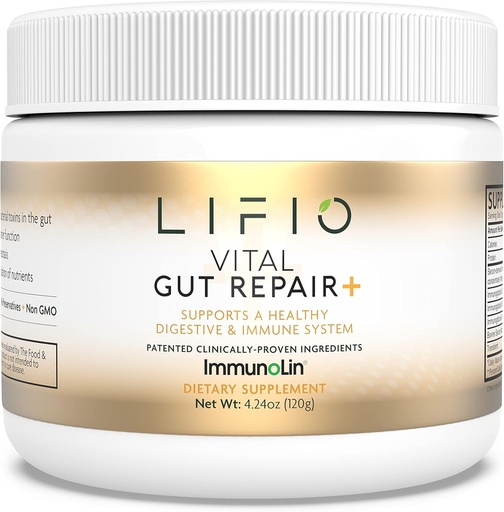 [BRSRM2Q5AUPWMCT7] Vital Gut Repair+ with ImmunoLin Supplement, Supports A Healthy Gut Biome & Immune System, Gluten-Free, Dairy-Free, No Preservatives, Net Wt 4.24 oz (60 Servings)