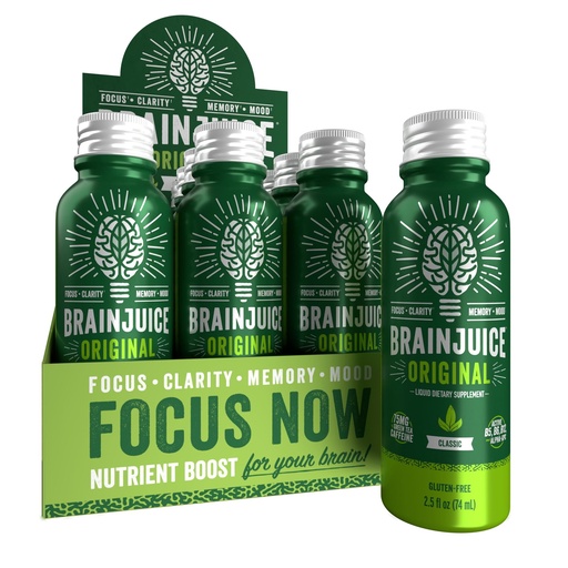 [BRSW2HY2CV7BQAI6] BrainJuice Brain Support Shot, Gluten Free Supplement Shots for Energy & Focus, Healthy Drinks with Alpha GPC, Vitamin B, 2.5 fl oz, 12 Pack (Classic)