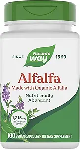 [BRSWIFQOA4EACDD6] Nature's Way Alfalfa, Made With Organic Alfalfa, 1,215 mg per 3-capsule serving, Alfalfa Herbal Capsule, Gluten Free, Vegan, 100 Capsules (Packaging May Vary)