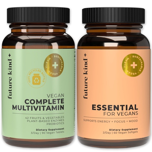 [BRSRM2Q3OF7QE2TB] Future Kind Multivitamin Bundle - Vegan Complete Multivitamin and Vegan Essential Multivitamin - Vegan Vitamin B12, Omega 3, and Vitamin D3 - Complete Multivitamin, 42 Vitamins in 1 for Men and Women
