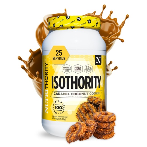 [BRSWYCT7CN7QOCLL] Nutrithority - Isothority Isolated Whey Protein Powder with Ultra-Absorbable Protein and BCAAs to Build Muscle and Accelerate Recovery, Keto Friendly, Low Carbs, Gluten Free (Caramel Coconut Cookie)