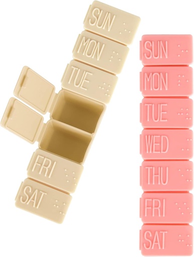 [BRSROYD6OQHQIDY2] 2Pack Weekly Pill Organizer,7 Days Pill Cases Travel Daily Pill Box Medicine Organizer Pill Box 7 Day Pill Organizer Weekly for Fish Oil, Calcium Tablets Supplements (Pink+Beige)