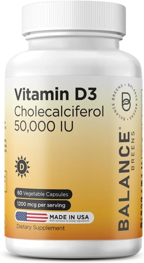 [BRSWYC3QA5YQMFI2] Balancebreens Vitamin D3 50,000 IU, 60 Veggie Capsules - High Potency, Supports Immune & Bone Health - Weekly Once