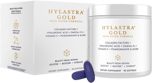 [BRSW2GQKC4NAOHTX] Purity Products Hylastra Gold Softgels Collagen + Hyaluronic Acid + Beauty Boosting Powerhouse Ingredients - Increased Skin Hydration & Elasticity - Reduces Fine Lines & Wrinkles - 90 Softgels