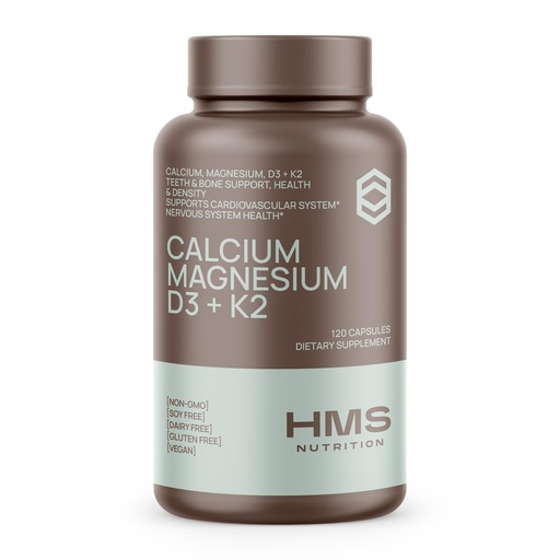 [BRSWYZD4BEDRQYA7] HMS Nutrition Calcium, Magnesium, Vitamins D3 + K2 for Bone Health, Immune Support, Bones & Teeth Calcium Supplement for Women & Men, Non-GMO, Gluten-Free, 120 Capsules