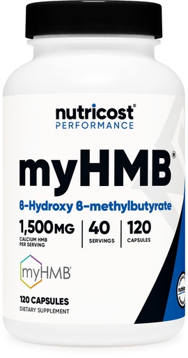 [BRSRAYA2OYIB4A3X] Nutricost myHMB Capsules 1,500MG Calcium HMB Per Serving, 120 Capsules, 40 Servings - Performance Line, Calcium B-Hydroxy B-Methylbutyrate Monohydrate