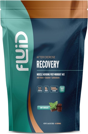 [BRSWIYI7OIORQ2DU] Fluid Recovery Post-Workout Drink Mix, Whey Isolate Protein, L-Glutamine, Carbs, All Natural Ingredients, Gluten-Free, Lactose-Free, Delicious After Exercise Muscle Recovery (Mint Chocolate)