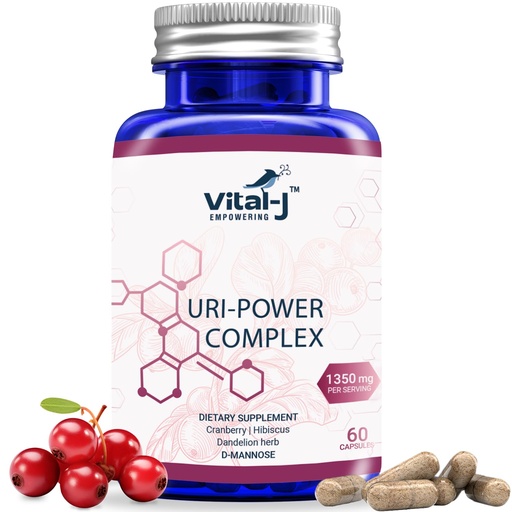 [BRSROHATBEHAKG3A] 4-IN-1 URI POWER COMPLEX 1350mg - D Mannose, Cranberry, Hibiscus, and Dandelion Herb - Naturally Cleanse the Bladder and Urinary Tract 60 capsules – Specialized Approach for UTI Avoidance