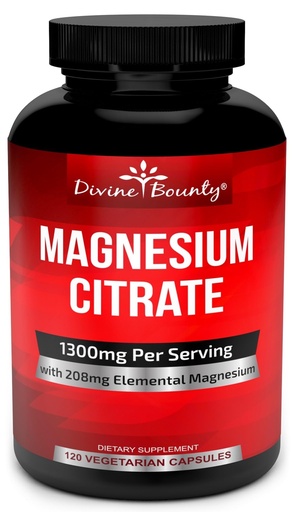 [BRSWKHQQCQMRUAA3] Pure Magnesium Citrate Capsules - 1300mg Magnesium Supplement with Elemental Magnesium - 120 Vegetarian Capsules