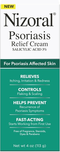 [BRSROATQC4NGYD3J] Nizoral Psoriasis Relief Cream- Relieves Itching, Irritation & Redness and Controls Flaking and Scaling with Maximum Strength Medicine (Salicylic Acid 3%), 4 Fl Oz