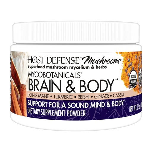 [BRSWGBQEAV5A2E3K] Host Defense MycoBotanicals Brain & Body* Powder - Digestive & Immune Support Supplement with Lion's Mane & Reishi Mushroom - Brain Supplement to Support Memory & Focus - 3.5 oz (33 Servings)*