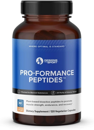 [BRSRAHA5CEOQ4HT5] Designs for Sport Pro-Formance Peptides - Supports Muscle Growth & Recovery* - Athlete Formula to Support Peak Performance* - NSF Certified for Sport - 120 Vegetarian Capsules