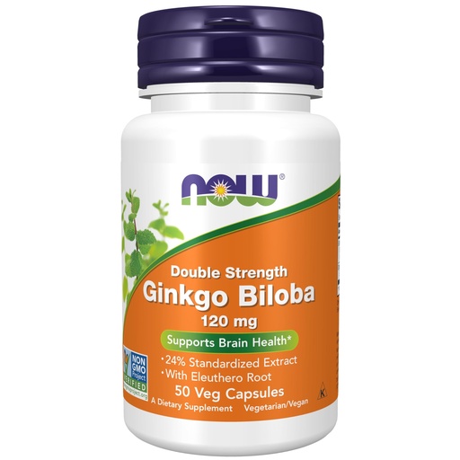 [BRSWIYQEAQDA2HLK] NOW Foods Supplements, Ginkgo Biloba 120 mg, Double Strength, Non-GMO Project Verified, 50 Veg Capsules