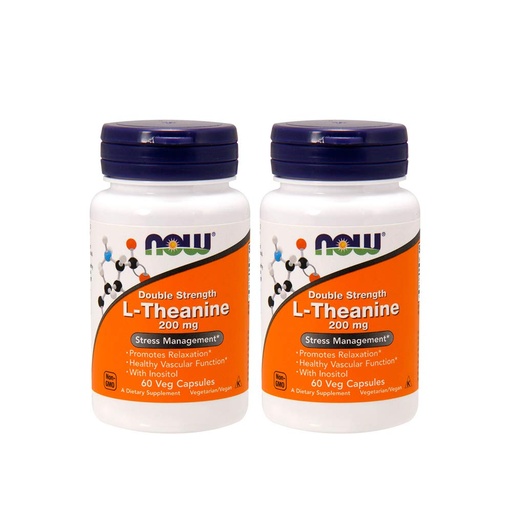 [BRSWKEA5AR6Q2GDM] NOW Foods L-Theanine 200 mg, 60 Vegetable Capsule (2 Pack)