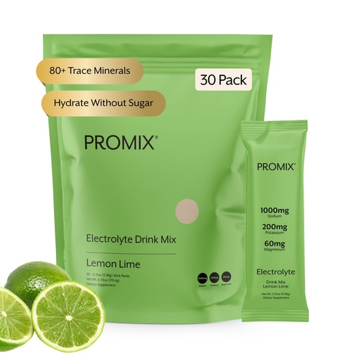 [BRSRAZY7AV6AKC3P] ProMix Nutrition Electrolytes Powder Hydration Packets - Himalayan Pink Salt, Magnesium, Potassium, Vitamin C - Lemon Lime, Lightly Sweetened - 30 Servings (Pack of 30)