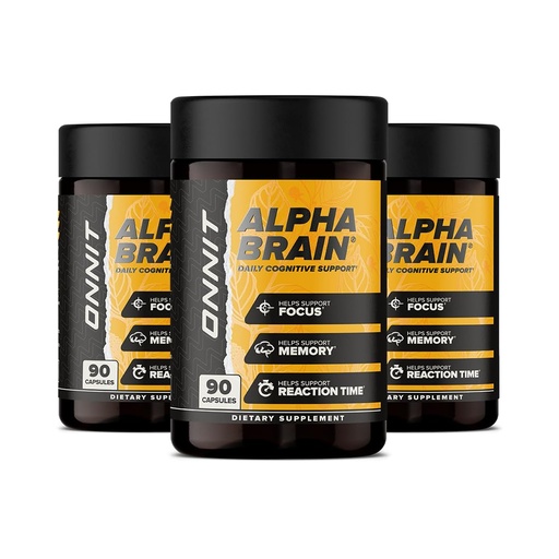 [BRSWYAT3ARYBME3L] ONNIT Alpha Brain Nootropic Capsules for Men & Women, IGEN Non-GMO Tested Memory, Focus & Mental Clarity, with L-Theanine and Vitamin B6, 90 Count Each, Pack of 3 (270 Capsules)