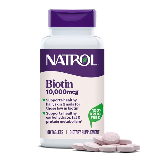 [BRSWIZQBOQHBMYDK] Natrol Beauty Biotin 10,000mcg Vitamins for Beauty, 100 Tablets, 100 Day Supply