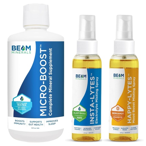 [BRSRA2Y6BUAW2F3P] Beam Minerals Micro-Boost Humic Mineral Blend and Insta-Lytes Natural Liquid Electrolytes 2oz and Happy-Lytes Fluvic Electrolyte Misting Spray 2oz
