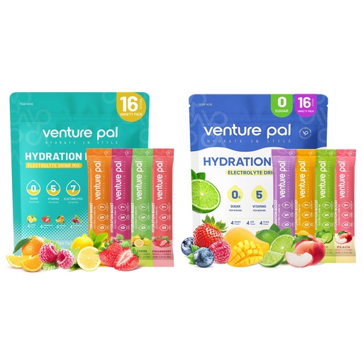 [BRSRAEATBVYAI3TB] Venture Pal Sugar Free Electrolyte Powder Packets - Liquid Daily IV Drink Mix for Rapid Hydration & Party Recovery | 5 Vitamins & 7 Electrolytes| Keto Friendly | Non-GMO | Certified Vegan | 16 Sticks