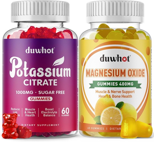 [BRSRAEA7PN7QMFY2] Potassium Citrate Gummies 1000mg, Magnesium Oxide Gummies 400mg, Supplement for Adults