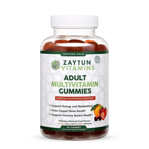 [BRSWYGABA4BWAEIV] Zaytun Vitamins Halal Adult Multivitamin Gummies for Men, Women, Complete Everyday Nutritional Support with Biotin, Vegan, Natural Fruit Flavors, Non-GMO, Made in USA - Halal Vitamins