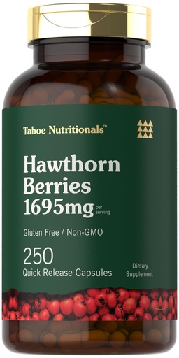 [BRSROC34CIIBOE3V] Tahoe Nutritionals Hawthorn Berry Supplement | 1695mg per Serving | 250 Capsules | Non-GMO, Gluten Free Extract