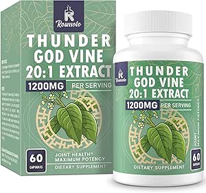 [BRSROHYYCAGWY3I3] 1200 MG Thunder God Vine Root Extract 20:1 Supplement, Tripterygium Wilfordii Herbal Supplement, Vegan Formula with Lei Gong Teng Extract, 60 Capsules