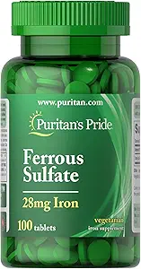 [BRSWIZQ3OVYQK3DI] Puritan's Pride Iron Ferrous Sulfate 28 mg-100 Tablets