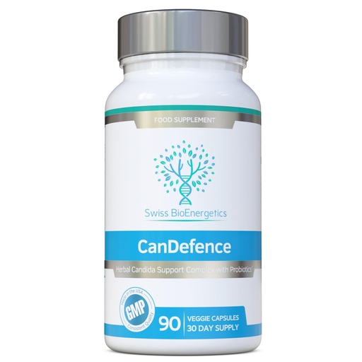 [BRSWKGICAYJQY3D2] Swiss BioEnergetics CanDefence — Herbal & Probiotic Digestive Support Supplement with Caprylic Acid, Oregano, Garlic, Aloe Vera, Probiotics & Zinc — 90 Vegetarian Capsules, 30 Day Supply