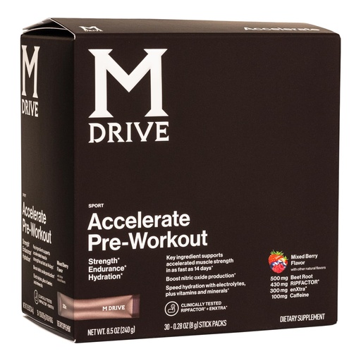 [BRSROCQ2BZYBU3DJ] Mdrive Accelerate Pre-Workout Powder, Single Serving Packets, Mixed Berry, 30 Count (Stimulant, Mixed Berry)