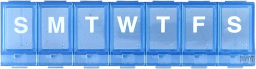 [BRSRMATQO4IQAETF] EZY DOSE Weekly (7-Day) Pill Planner, Medicine Case, Vitamin Organizer Box, Small Locking Compartments to Secure Prescription Medication and Prevent Accidental Spilling, Blue