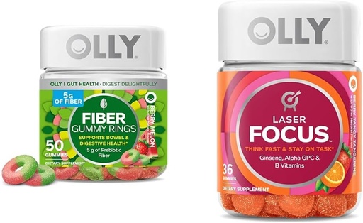 [BRSRAYYYDN6BS2DP] Olly Fiber Gummy Rings 50ct & Laser Focus Gummy 36
