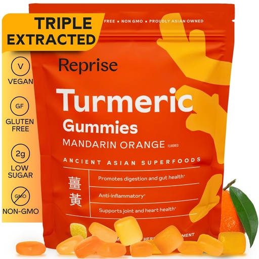 [BRSRMBQZAFYGKFL2] Turmeric Gummies for Women | Turmeric Supplement Gummies for Inflammation | Turmeric Gummies for Adults | Natural Curcumin, Low-Sugar, Vegan, Mandarin Orange Flavor, 45 Count